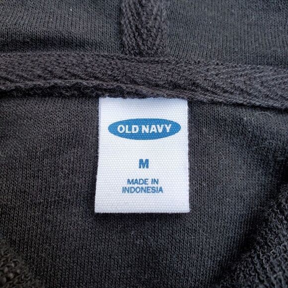 Old Navy Zip Up Hooded Black Textured  Sweatshirt - Picture 9 of 12